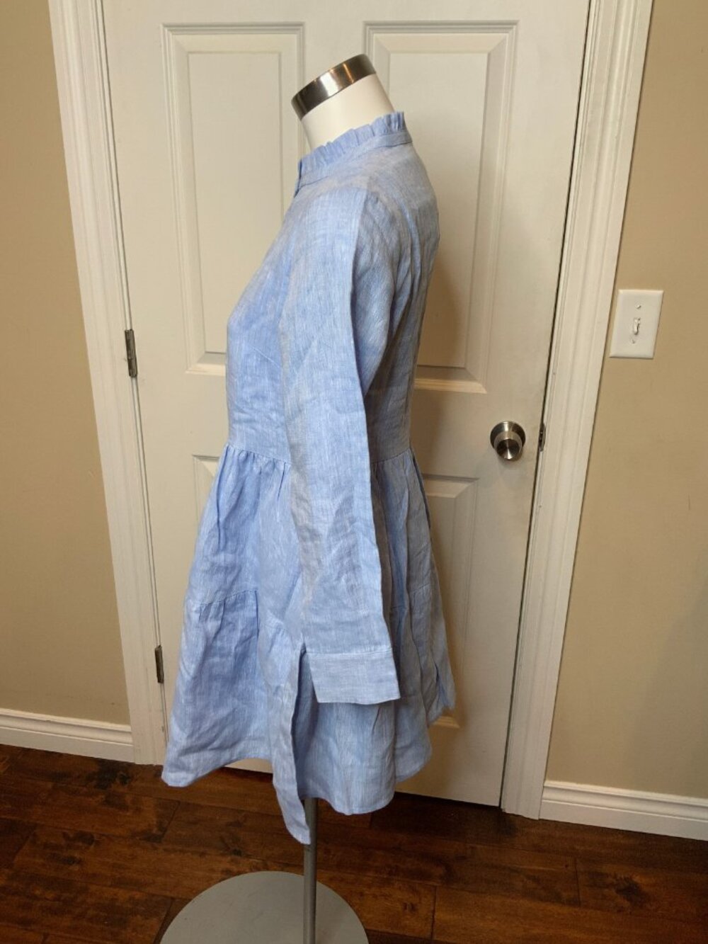 Alice Walk Blue Linen Tiered Shirt Dress, Size S, NWT! $275 - Picture 6 of 9